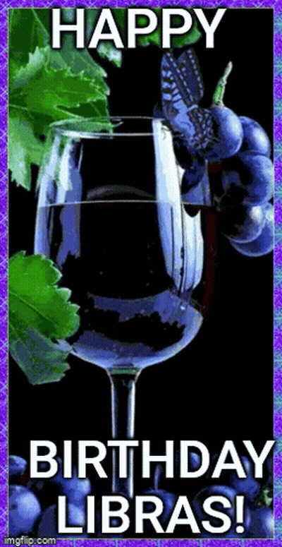 Birthday Card With Wine Grapes And Butterfly GIF