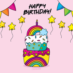 Birthday Celebration Rainbow Cake Animation GIF