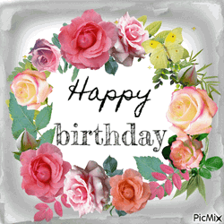 Birthday Flowers Blooming Butterfly GIF