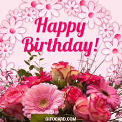 Birthday Flowers Pink Daisies Greeting GIF