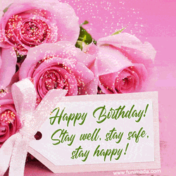 Birthday Flowers Pink Roses Fireworks GIF
