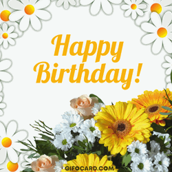 Birthday Flowers Yellow Daisies GIF