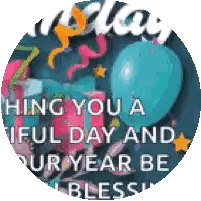 Birthday Greeting Balloons And Presents Sticker