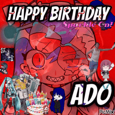 Birthday Greeting Card For Ado With Anime Characters GIF