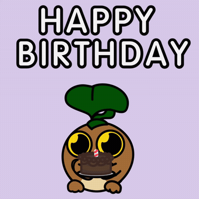 Birthday Greeting Card With Cake And Party Hat GIF