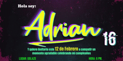 Birthday Invitation For Adrian 16 With Fireworks GIF