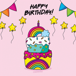 Birthday Party Rainbow Cake  GIF