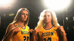 Bison Basketball Player Flexing Jersey GIF