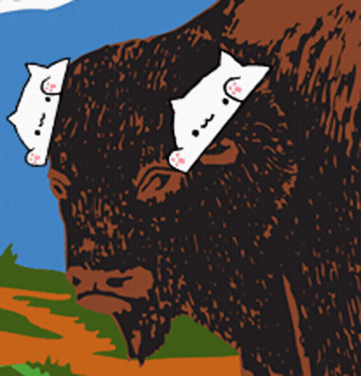 Bison Standing Next To Tree In Field GIF