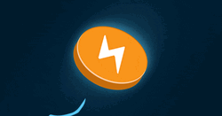 Bitcoin Logo Yellow Lightning Blue Striking GIF