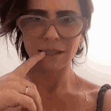 Biting Nails Nervous Lady With Glasses GIF