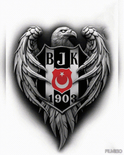 BJK 1903 Black White Eagle Feathers Logo GIF