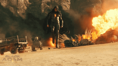 Black Adam Standing In Front Of Huge Explosion GIF