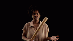 Black Afro Girl Baseball Bat GIF