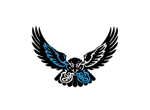 Black And Blue Owl With Spread Wings Sticker