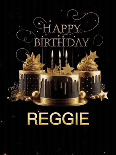 Black And Gold Birthday Cake With Reggie GIF