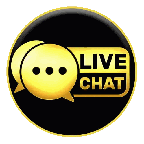 Black And Gold Circle Speech Bubble Live Chat Sticker