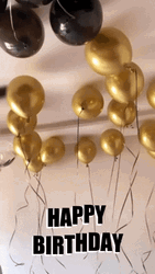 Black And Gold Happy Birthday Balloons GIF