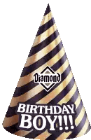 Black And Gold Striped Birthday Boy Hat Sticker