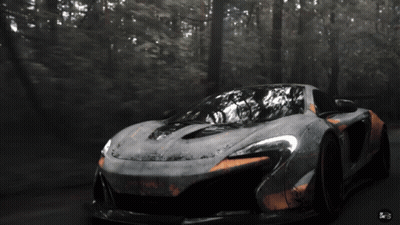 Black And Orange Sports Car Driving Forest Road GIF