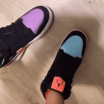 Black And Purple Air Jordan Sneakers GIF