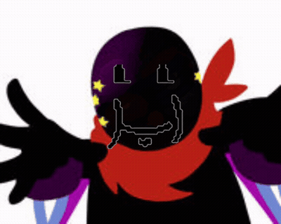 Black And Purple Cartoon Character With Red Scarf GIF