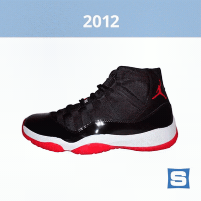 Black And Red Air Jordan 11 Sneakers 2012 GIF