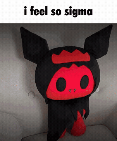 Black And Red Stuffed Animal I Feel So Sigma GIF