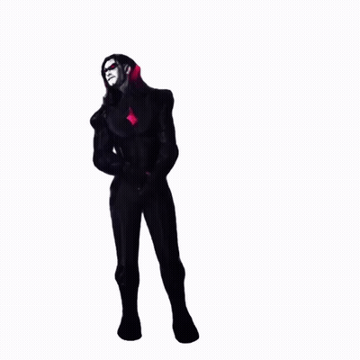Black And Red Superhero With Diamond On Chest GIF