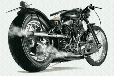 Black And Silver Motorcycle With Exhaust Smoke GIF