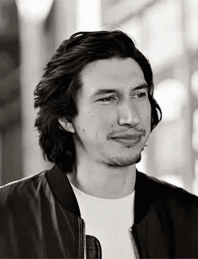 Black And White Adam Driver Leather Jacket White Shirt GIF
