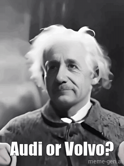 Black And White Albert Einstein Audi Or Volvo GIF