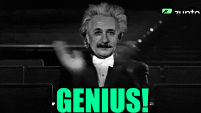 Black And White Albert Einstein Saying Genius In Green GIF
