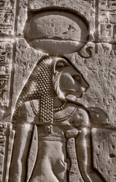 Black And White Ancient Egyptian Lion Statue GIF