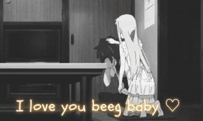 Black And White Anime Scene Saying I Love You Beeg Baby GIF