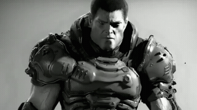 Black And White Armored Man Drawing GIF
