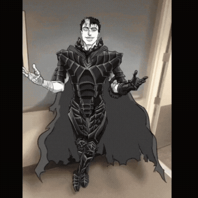 Black And White Armored Man GIF