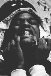 Black And White Asap Rocky Gold Teeth GIF