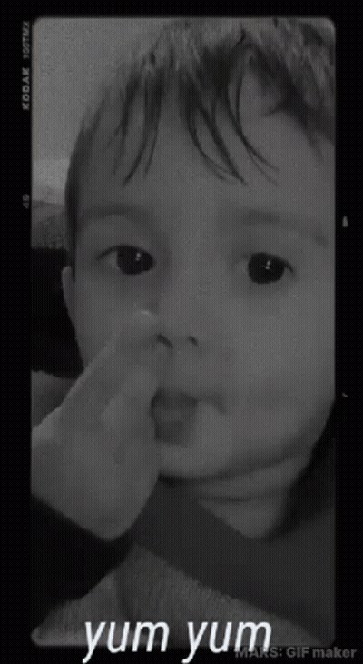 Black And White Baby Saying Yum Yum GIF