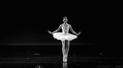 Black And White Ballerina In Tutu And Pointe Shoes GIF