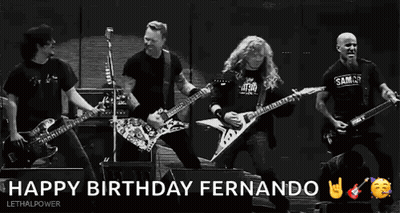 Black and White Band Playing Guitars Happy Birthday Fernando