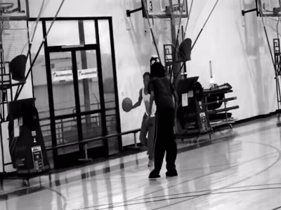 Black And White Basketball Court With Number 3 GIF