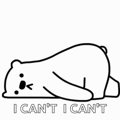 Black And White Bear Laying Down Saying I Can't I Can't GIF