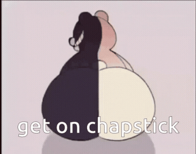 Black And White Bear Saying Get On Chapstick GIF