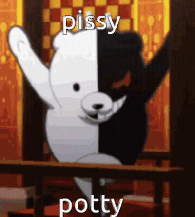 Black And White Bear Saying Pissy Potty GIF