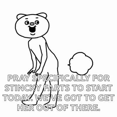 Black And White Bear Saying Pray For Farts GIF