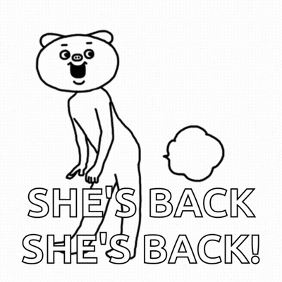 Black And White Bear Saying She's Back GIF