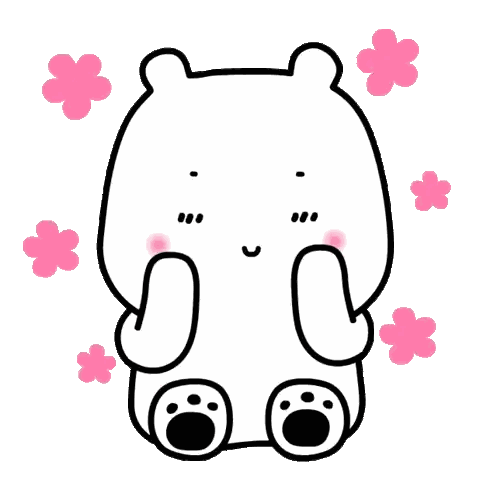 Black And White Bear With Pink Flowers Sticker