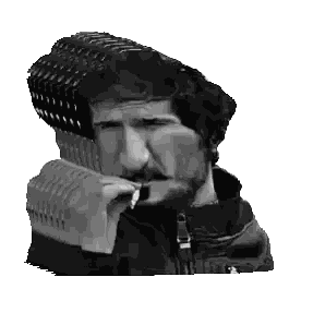 Black And White Bearded Man Smoking Cigarette Sticker