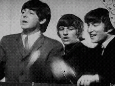 Black And White Beatles Singing GIF